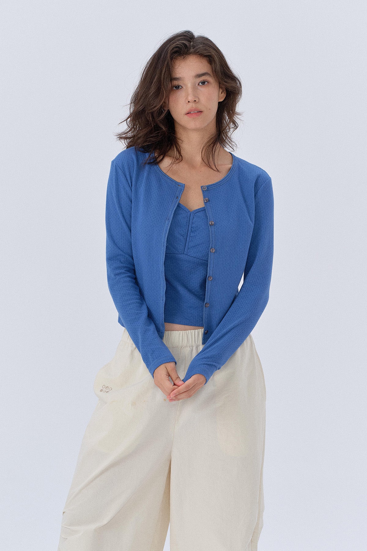 Ella Cropped Jacquard Round-Neck Cardigan