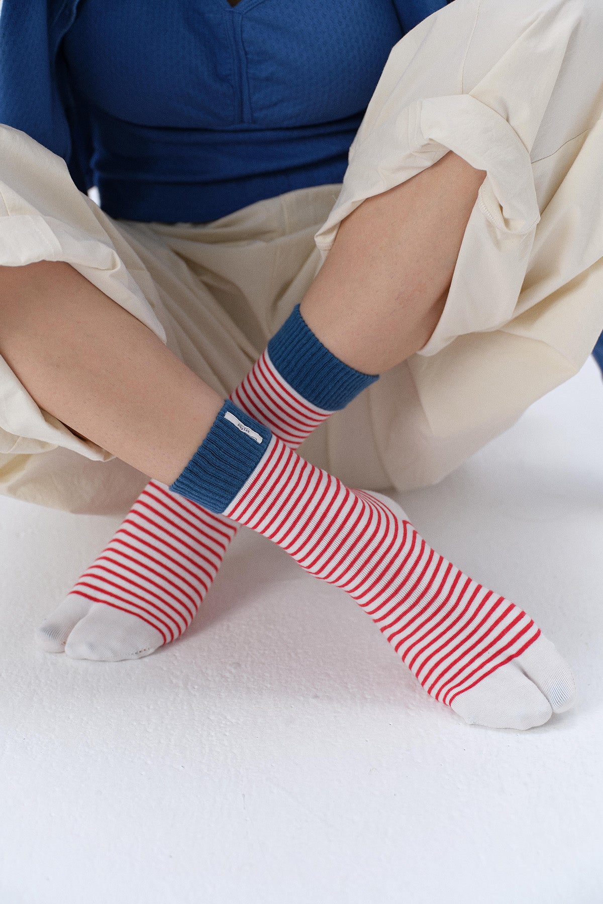 Lily Cotton-Blend Stripe Yoga Toe Socks
